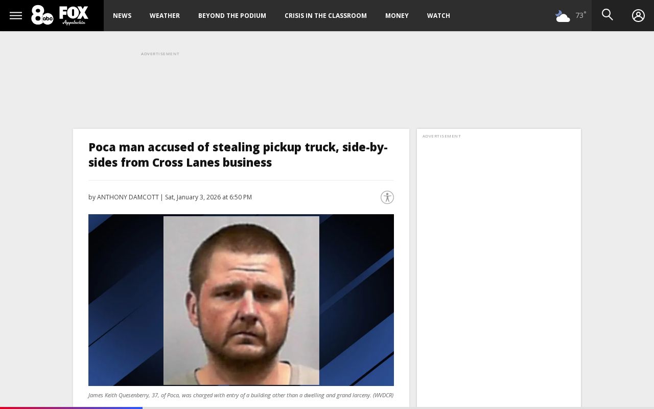 Kanawha County WCHS local crime story with WVDCR image credit