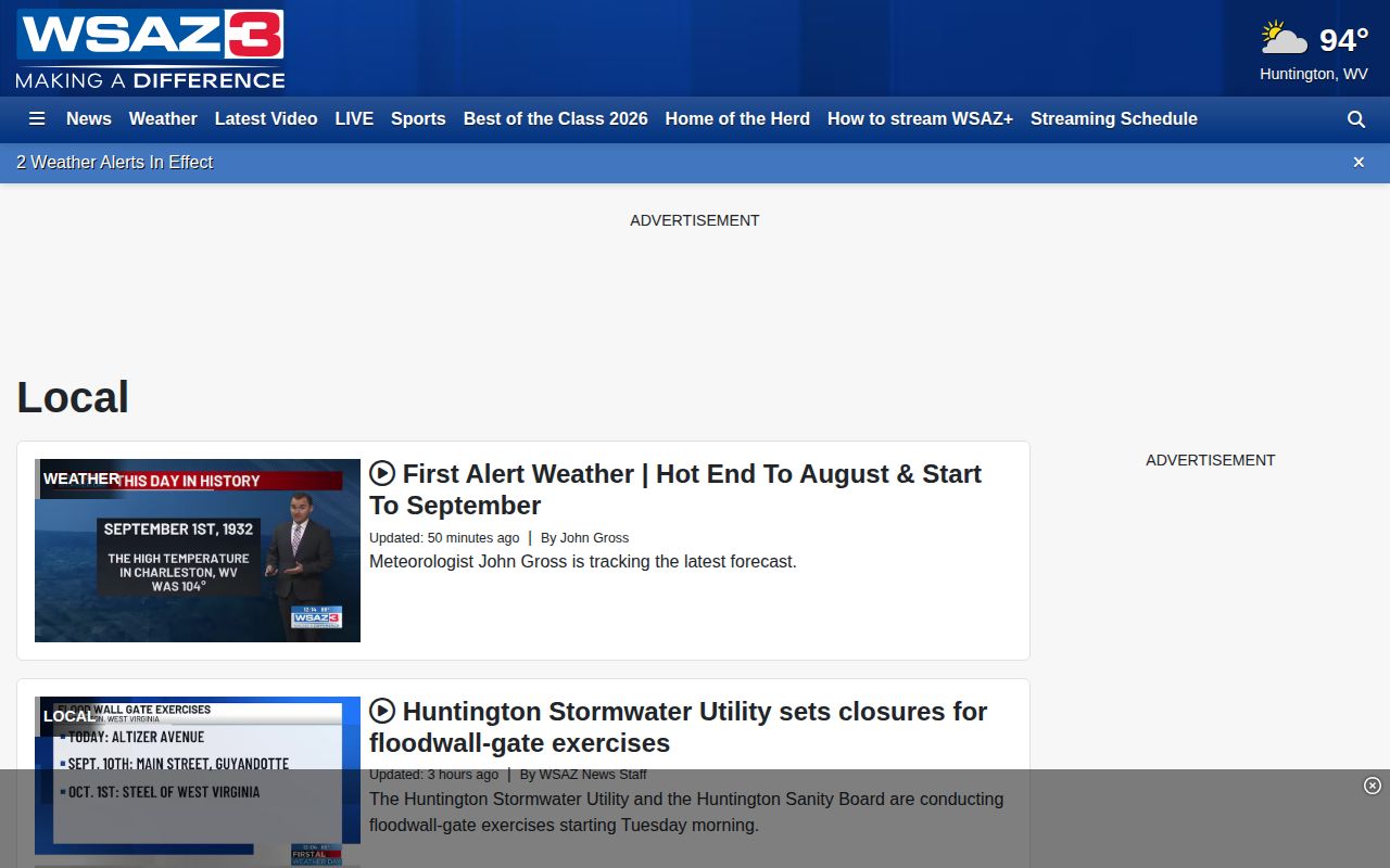 Kanawha County crime news source page from WSAZ local news