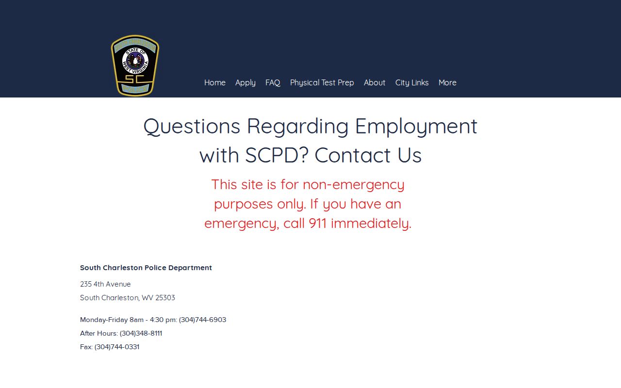 Kanawha County South Charleston Police Department arrest-record contact source
